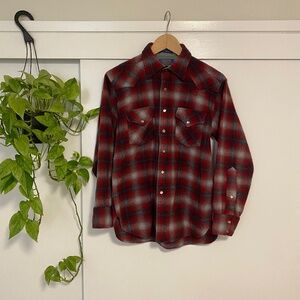 Vintage Pendleton plaid snap front western shirt jacket, xs